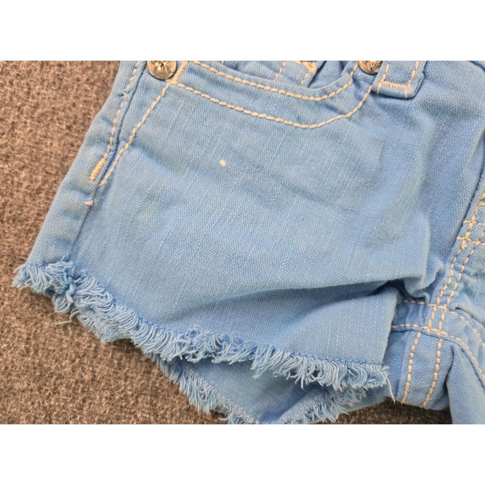 Miss Me Sky Blue Frayed Denim Shorts Youth Girls Sz 10 Mcbling Y2K Rhinestone - Picture 6 of 15